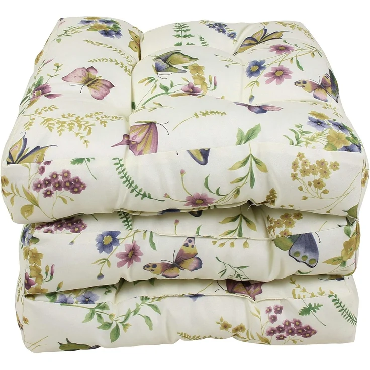 Sitzauflage Sommerwiese faltbar Blumen Polsterauflage Sitzkissen Kissen beige – Bild 3