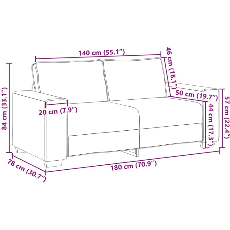vidaXL Zweisitzer-Sofa Schwarz 180 cm Kunstleder 4105056 – Bild 7