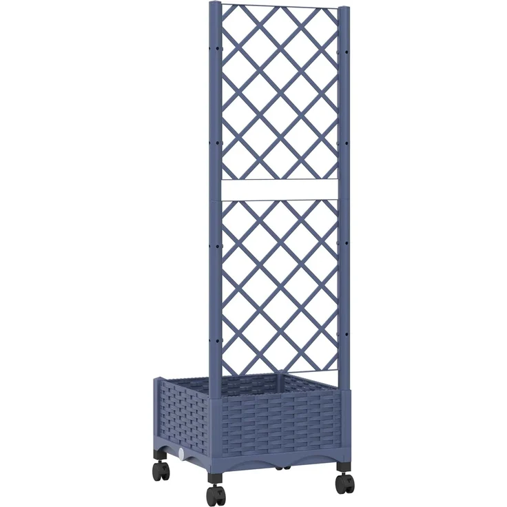 vidaXL Pflanzkübel mit Spalier und Rädern Blaugrau 40 x 40 x 131,5 cm 3422916 – Bild 5