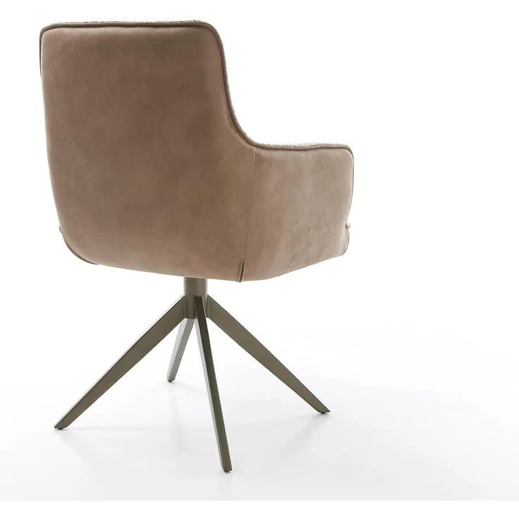 Drehstuhl Heira-Flex mit Armlehnen Materialmix Schlamm Kreuzgestell breit Effektfinish Titan 360° drehbar Taschenfederkern – Bild 7
