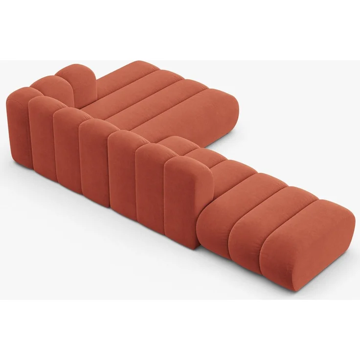 Micadoni Modulares Ecksofa offen Lupine 5-Sitzer Samt Venus Koralle Rechts – Bild 5
