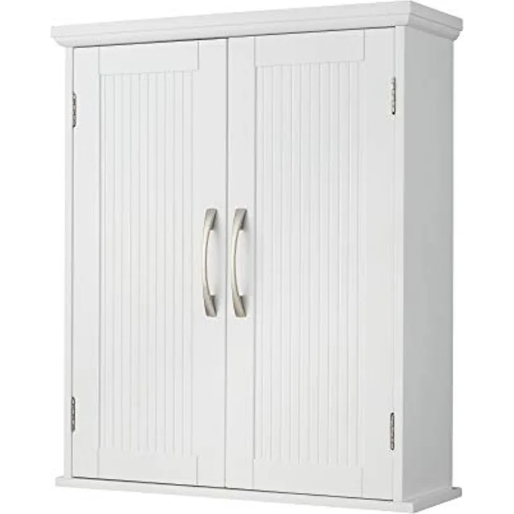 Teamson Home Holz Badezimmer Wand Medizinschrank mit verstellbaren Regalen Weiß EHF-F0007