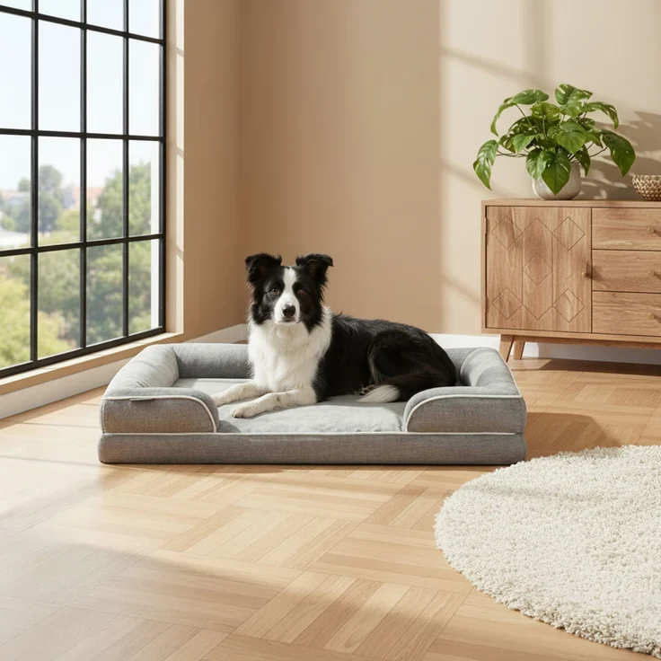 belviona Memoryfoam Hundebett orthopädisch, gelenkschonend & wasserabweisend mit abnehmbaren Bezug, 106x80x17 cm – Bild 1