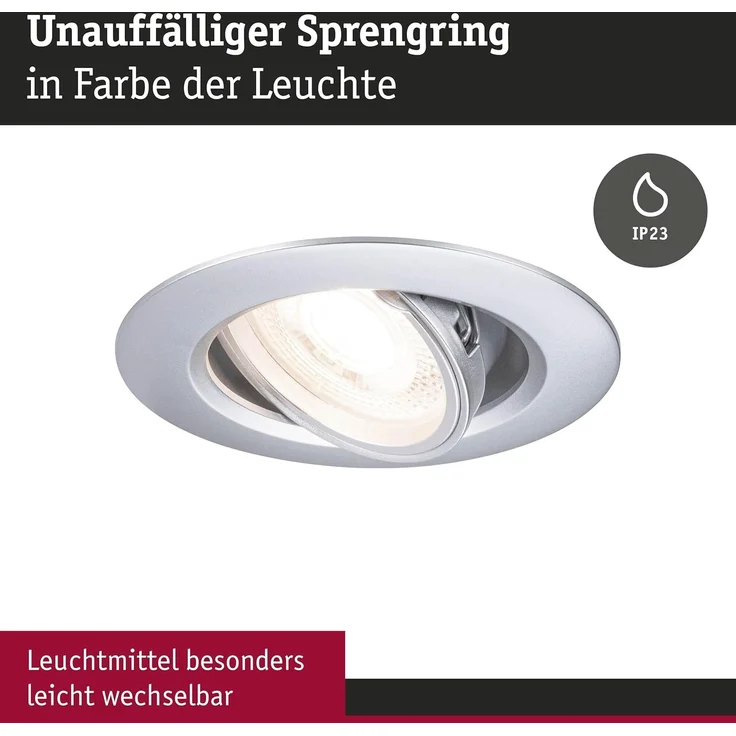 Paulmann LED Einbauleuchte 3er-Set chrom matt schwenkbar Ø 9 cm – Bild 3
