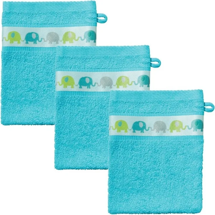 Erwin Müller Waschhandschuh Kinder-Waschhandschuh 3er-Pack, (3-St), Walk-Frottier Uni