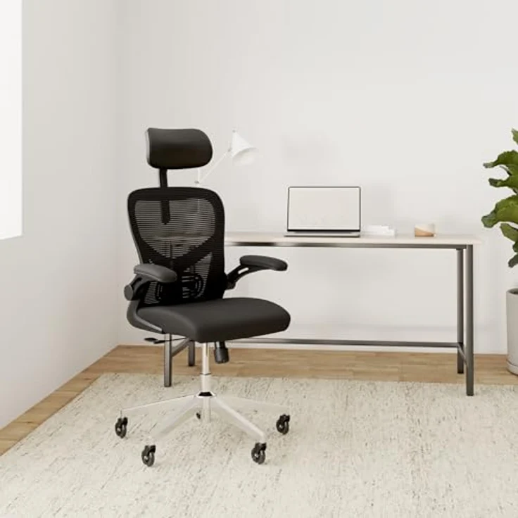 Clouvou Drehstuhl SmartSeat, Ergonomischer 1-Sitzer, Schwarz, Textil, 70x142x70 cm, Ideal für Homeoffice und Büro – Bild 1