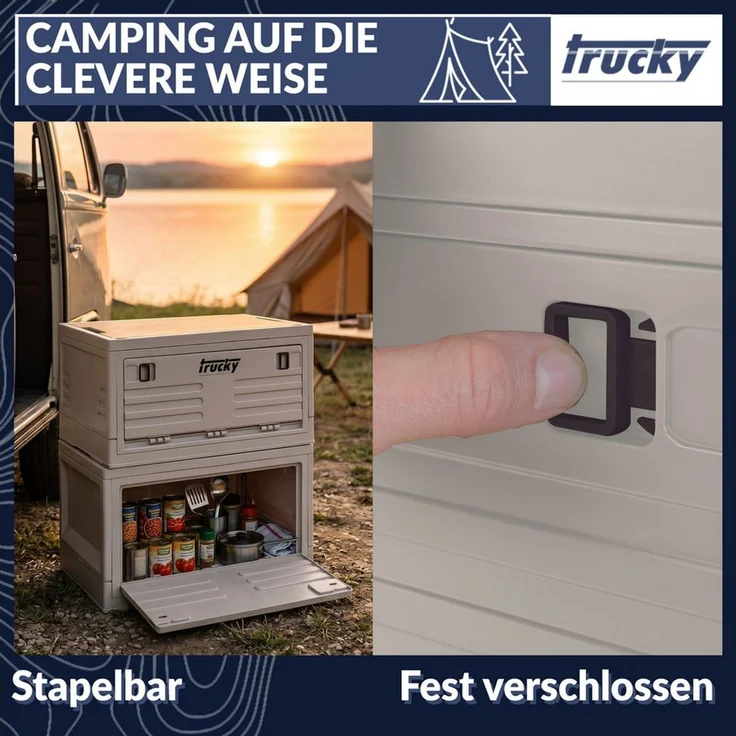 Trucky Faltbox Storage Box Camping Klappbox Klappkiste faltbar Beige Auswahl – Bild 4