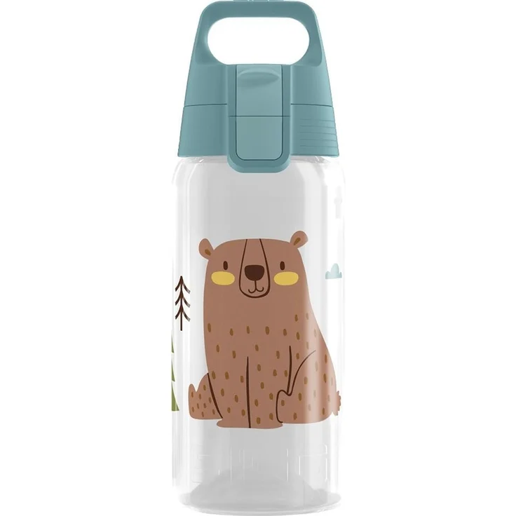 SIGG - Trinkflasche Kinder - Viva One Brown Bear - Für Kohlensäurehaltige Getränke Geeignet - Auslaufsicher - Spülmaschinenfest - BPA-frei - Sport & Schule - Transparent - 0,5L