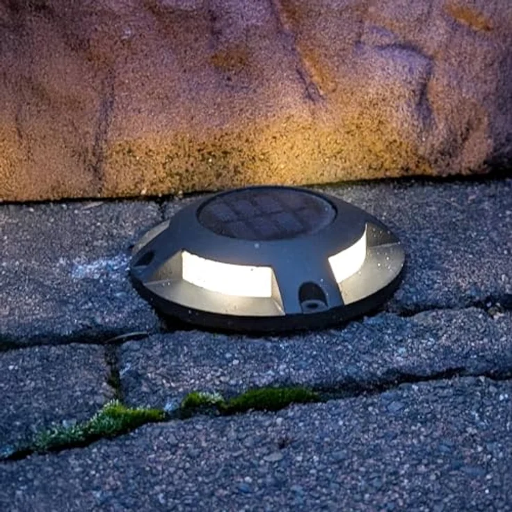 PRIOS LED Solarleuchten Selius, 4-flammige wasserdichte Solarlampe in Schwarz aus Aluminium für den Garten – Bild 2