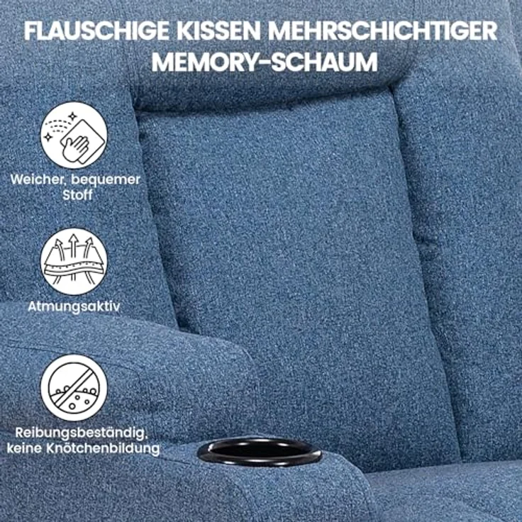 COMHOMA Relaxsessel Relaxsessel TV-Sessel aus Stoff mit Liegefunktion Fernsehsessel, 360° Drehung, wippbar mit Relaxfunktion – Bild 8