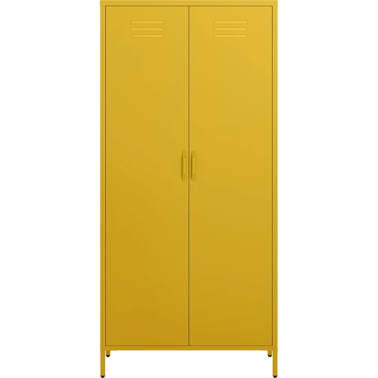 skølm 'Atria' Kleiderschrank, Metall, 170x45x80 cm, senfgelb, Garderobe mit 4 Fächern und 2 Kleiderstangen – Bild 9