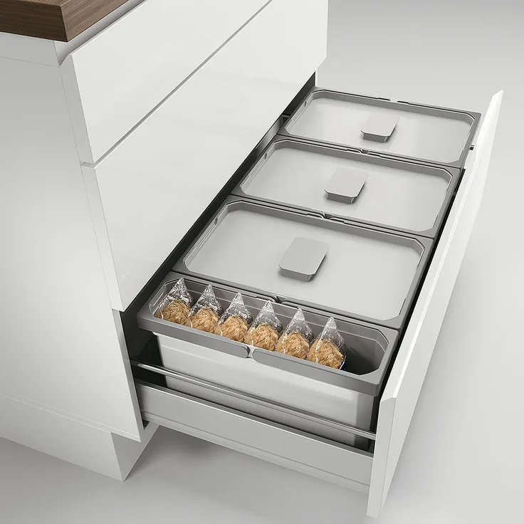 Abfallsorter Cox Box 220/900-3 mit 3-fach Trennung für 90 cm Schrankbreite, 44,5 (3x13 + 1x5,5) Liter / Abfalleimer / Mülleimer