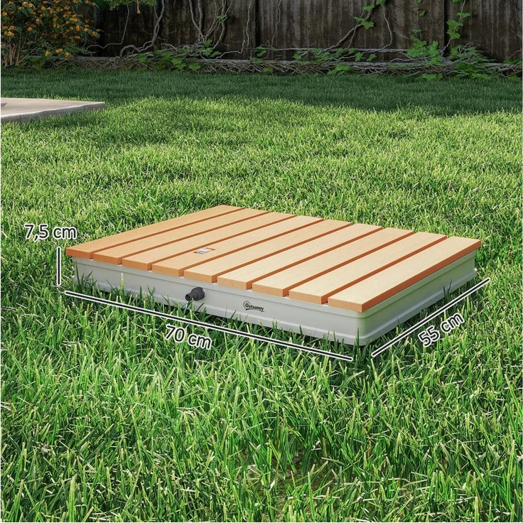Outsunny Gartendusche mit einstellbar Fußrad, bis 4 m Fontänenhöhe (Aussendusche, 1 St, Bodendusche aus Aluminium), Holzoptik rutschfeste Wetterfest Outdoor Campingdusche für Pool Sauna – Bild 3