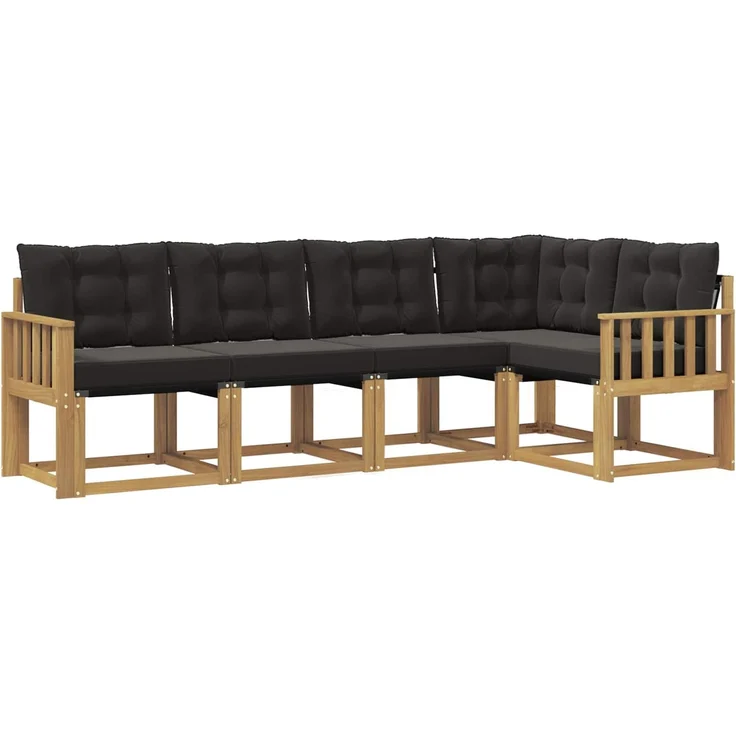 vidaXL Outdoor-Sofagarnitur 5 stk. 5-Sitzer Weiß und Schwarz 3389474 – Bild 2