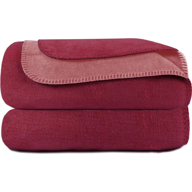 ZOLLNER Kuscheldecke in Wendeoptik, 150x200 cm, bordeaux-hellrot – Bild 1