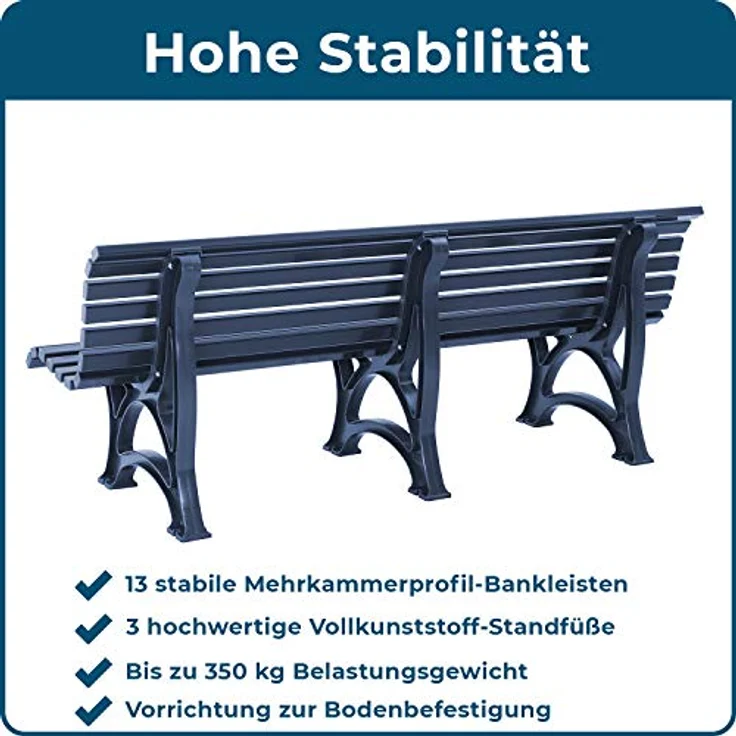 Blome Sitzbank Borkum, 4-Sitzer Gartenbank in blau, wetterfest und langlebig, Made in Germany – Bild 4