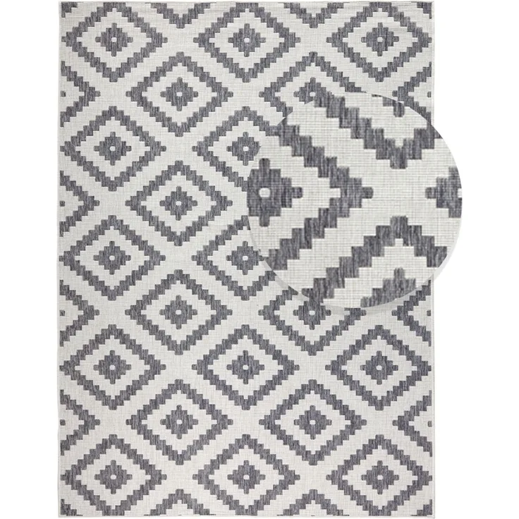 Wendeteppich Malta Grau Creme In- & Outdoor - 200 x 290 x 0 cm