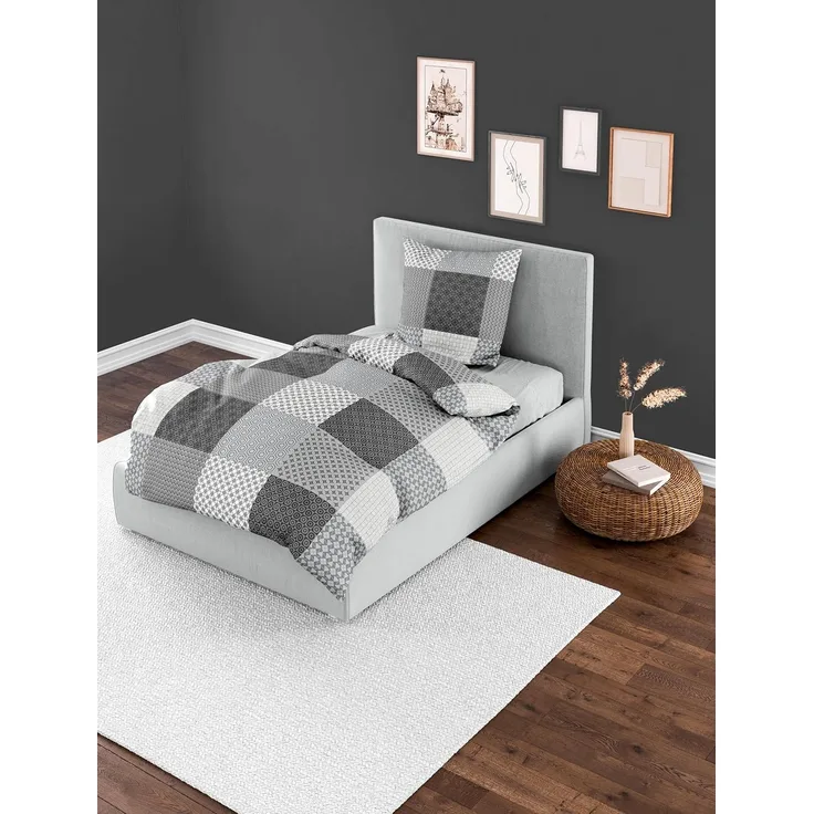 Bierbaum Bettwäsche 6277, Renforcé, 100% Baumwolle, designed in Germany, silber 15, 135x200 + 80x80 cm