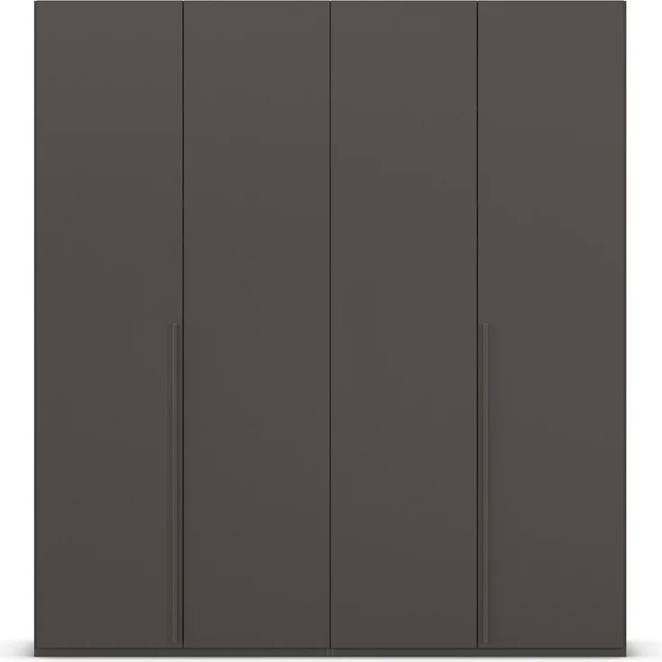 rauch Montclar Kleiderschrank 4-türig, mit 7 Einlegeböden, 2 Kleiderstangen, 1 Schubkasteneinsatz, 1 Inneneinteilung, 1 Innenspiegel, Farbe Graphit, BxHxT 201x223x60 cm – Bild 3
