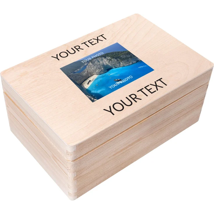 Creative Deco Personalisierte Geschenke Wunschtext + Foto | Fotogeschenke Holzkiste | dein Eigenes Bild Individuelle Geschenk JGA | Geschenkkiste Geschenkbox für Frauen, Männer, Paar | 30 x 20 x 14 cm
