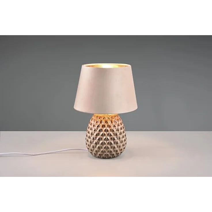 TRIO Betty, Klassische Tischlampe beige 35 cm, Keramik rund, LED geeignet E27, für Wohnzimmer und Schlafzimmer – Bild 2