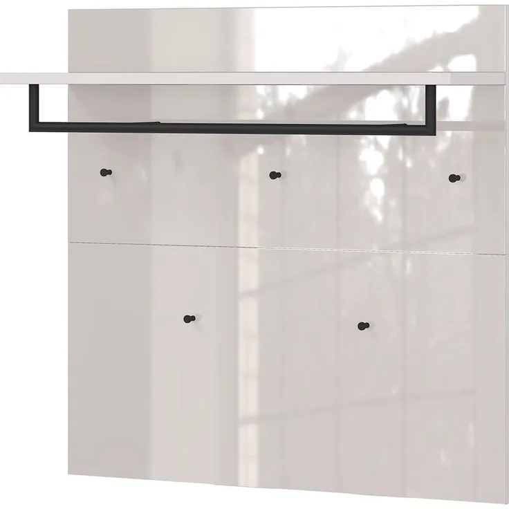 Garderobenpaneel Glarus / GW-Genova, Glas, Holzwerkstoff, Weiß, 97 x 96 x 30 cm