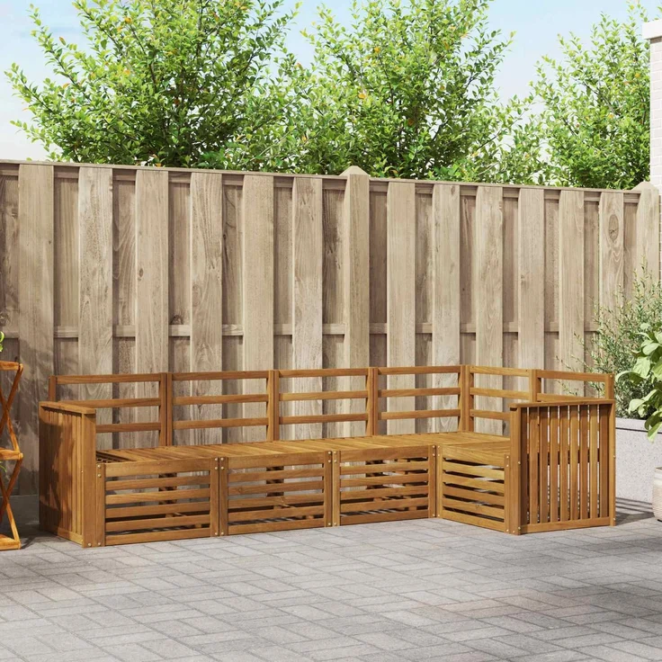 vidaXL Outdoor-Sofagarnitur 5 stk. 5-Sitzer Natur Massivholz Akazie 3374804 – Bild 1