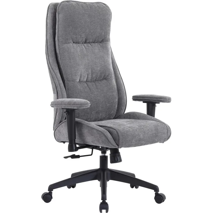 Novel Drehstuhl, Grau, Metall und Textil, 360° drehbar, gepolsterte Armlehnen, Arbeitszimmer