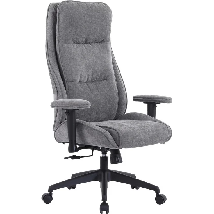 Novel Drehstuhl, Grau, Metall und Textil, 360° drehbar, gepolsterte Armlehnen, Arbeitszimmer