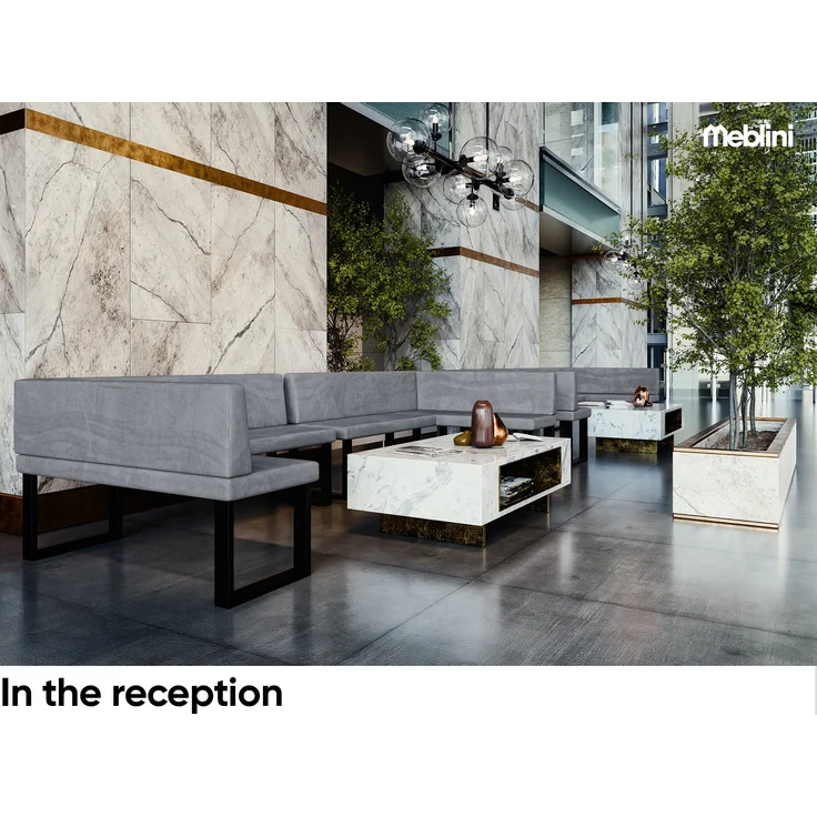 MEBLINI Eckbank für Esszimmer mit ausziehbarem Tisch - Küchenbank - Essecke - Sitzecke Küche - TONI - U-Beine 128x168x87cm Rechts - Grau Samt/M Schwarz Hochgl. – Bild 3