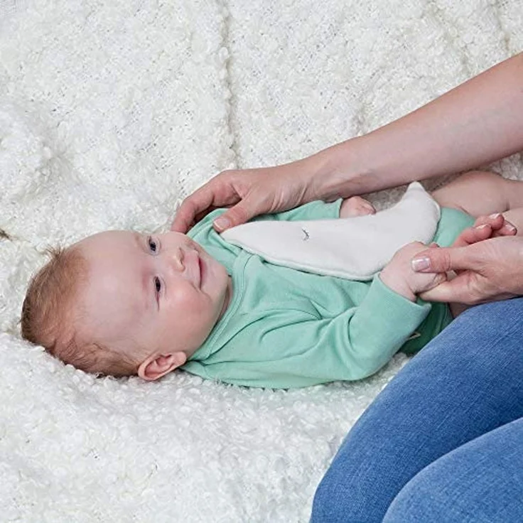 GRÜNSPECHT Traubenkern-Mond - Wärmekissen für Babys & Kleinkinder, bei Blähungen & Bauchschmerzen, flauschig, weiß (148-V1) – Bild 2
