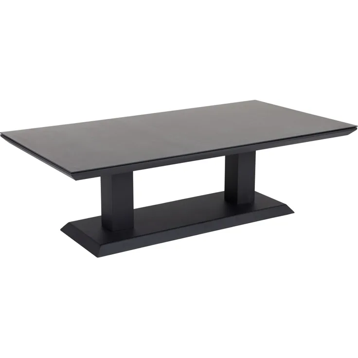 Gartencouchtisch Heis, aus Aluminium und Glas, modern, höhenverstellbar, schwarz