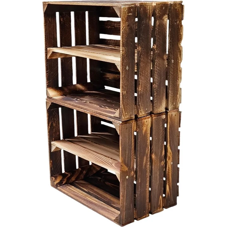 Holzkiste Regal mit Ablage Lang 50 x 40 x 30cm Geflammt – Bild 10