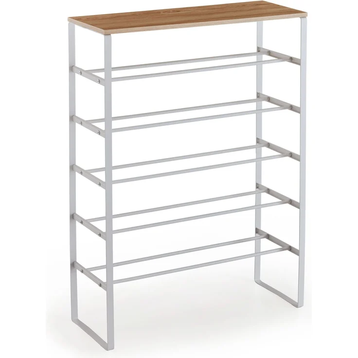 Homes & Jones Schuhregal Maren 66x25x87 cm mit 6 Ablagen aus Holz & Metall - Weißes Schuhregal im modernen Design für Flur, Diele & Schlafzimmer  platzsparend, stabil & übersichtlich – Bild 1