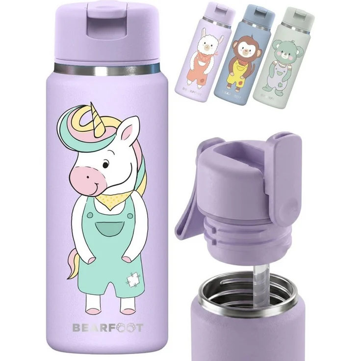 BEARFOOT Trinkflasche TINY Thermo Kinder Trinkflasche Edelstahl - Einhorn, Thermosflasche, auslaufsicher, Edelstahl, Kinderflasche, BPA-frei – Bild 1