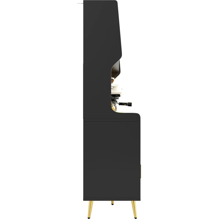 ZUBALIYA LED-Küchenschrank 145x39x171 cm, mit App-Steuerung, mit Stauraum, MDF/Glas, Schwarz – Bild 16