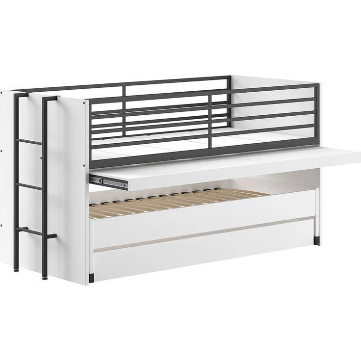 Hochbett Kary 219x98x117 Kinderbett Holzwerkstoff Weiß – Bild 1