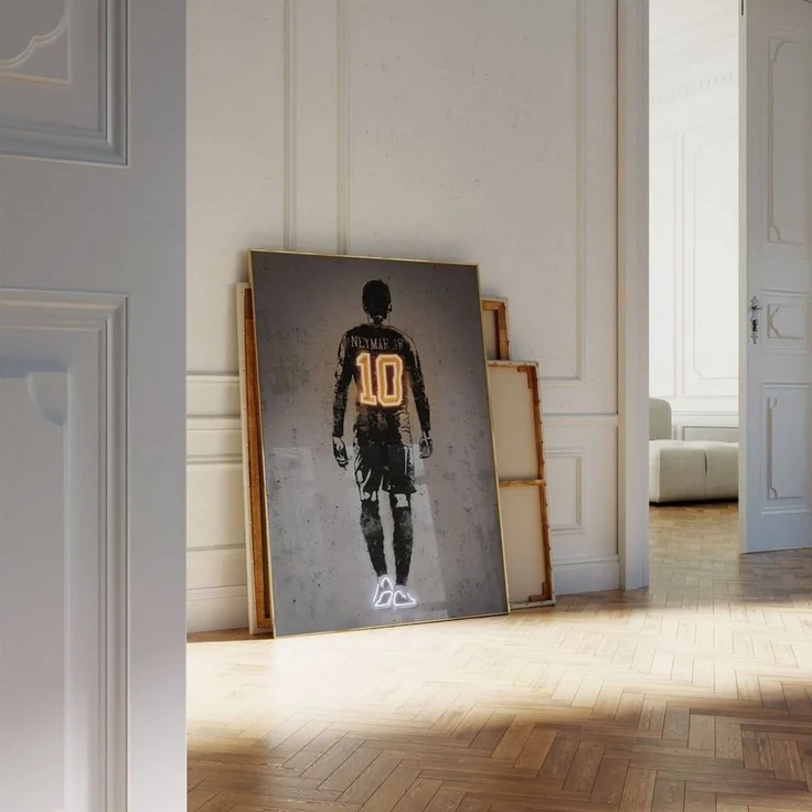 JUSTGOODMOOD Poster Premium ® Neymar Junior Fußball Poster · Neon Effekt · ohne Rahmen – Bild 3