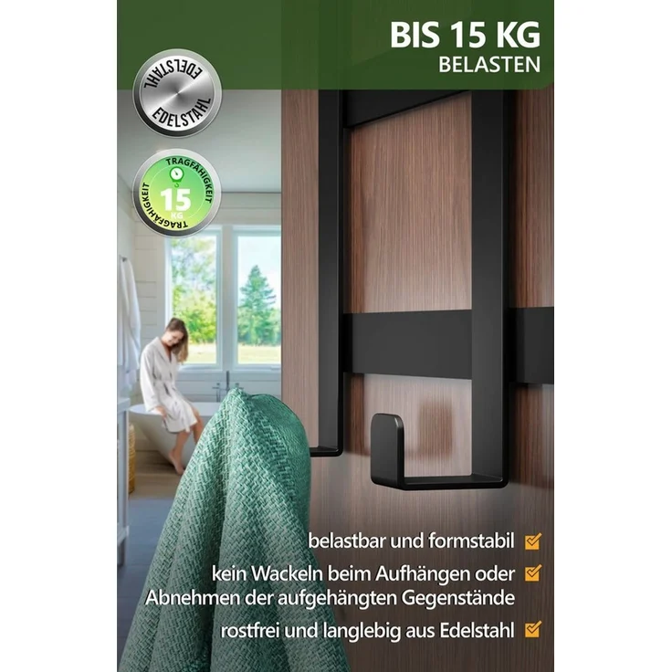 Aurelia Home Türhaken Türgarderobe für die Falztürinnenseite, Edelstahl, 5 Haken, 31,7 cm, Türen, (Packung, 1-St, 1), Ohne Bohren, stabil, langlebig, rostfrei, formbeständig – Bild 4