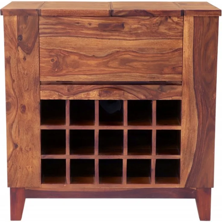 Barschrank Kali 90x90x45 aus indischem Sheesham-Massivholz