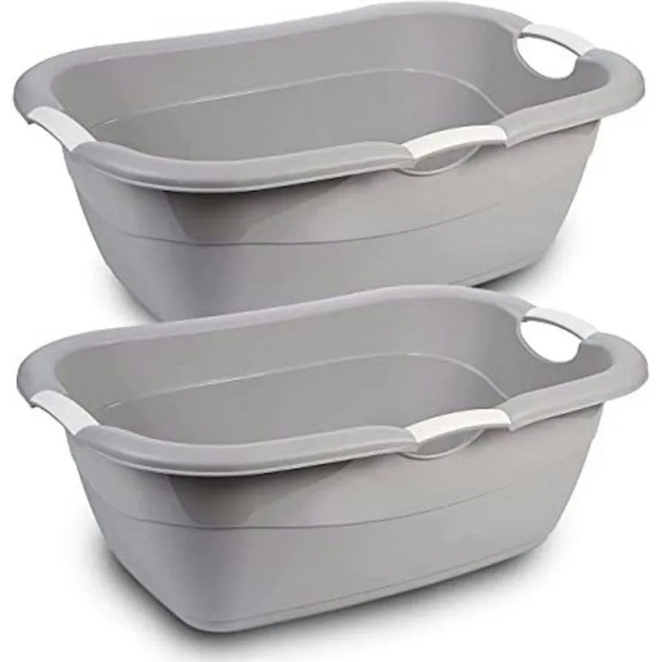 Centi Wäschekorb Wäschewannen XL, Wäschesammler, Wäschekorb Plastik (Set, 2 St, 68 x 46 x 25 cm), geschlossen mit ergonomischen Griffen