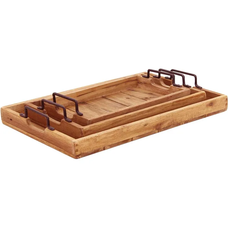 Teakholz Tablett Gloria 3er Set