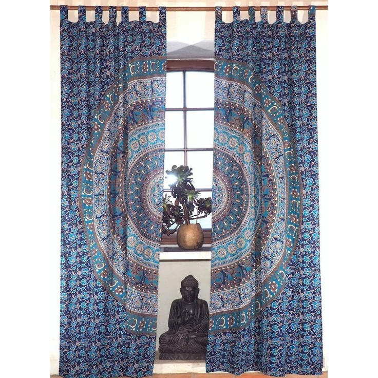 Guru-Shop Vorhang Boho Vorhänge, Gardine (1 Paar) mit Schlaufen,..
