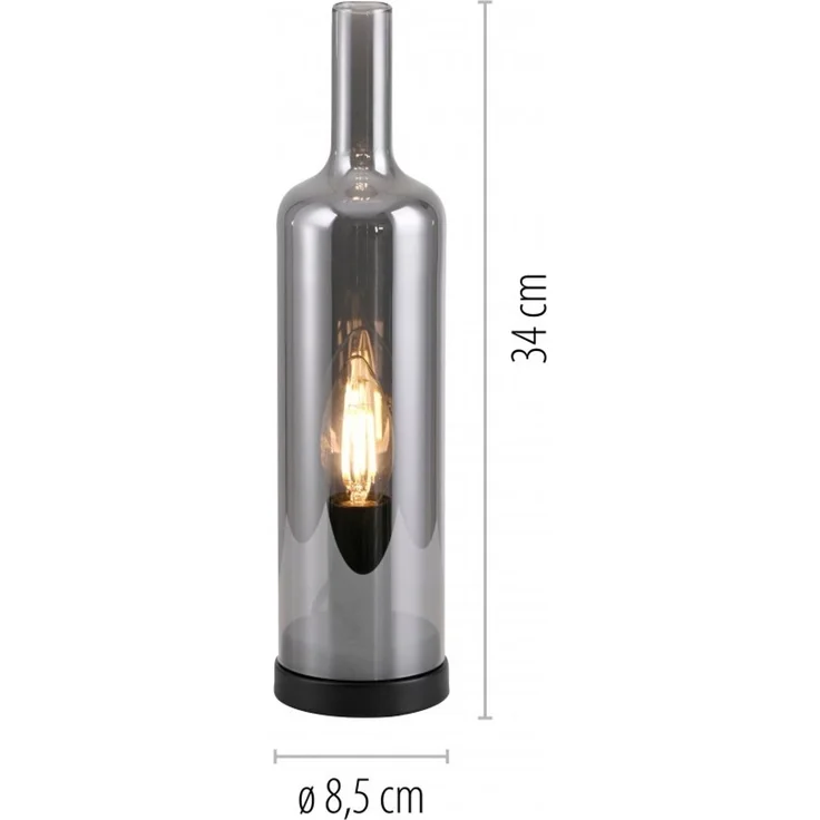 JUST LIGHT 14006-25 BOTTLE Tischleuchte rauchfarben Rauchglas – Bild 8