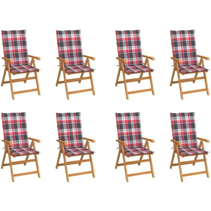 vidaXL Verstellbare Gartenstühle mit Auflagen 8 Stk. Massivholz Teak 3072554 – Bild 1