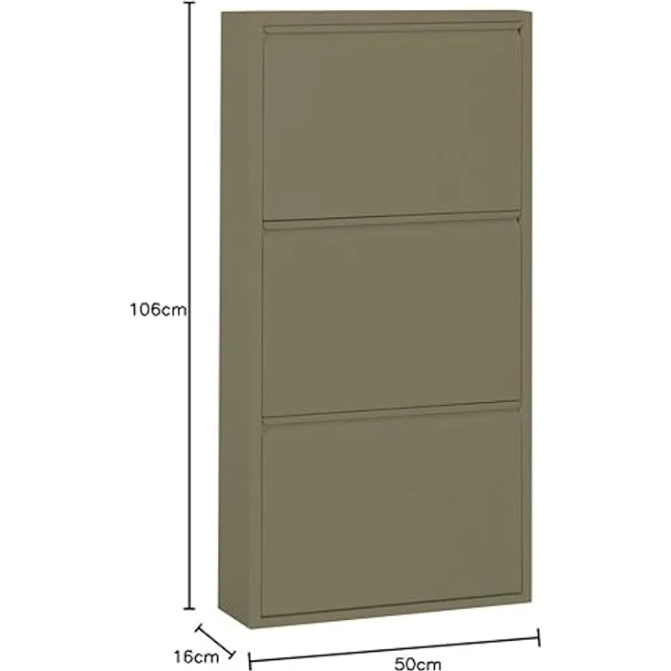 ebuy24 Pisa Schuhkipper, Grün, Metall, 50x106x16 cm, mit 3 Klappen für Schuhaufbewahrung in modernem Design – Bild 3