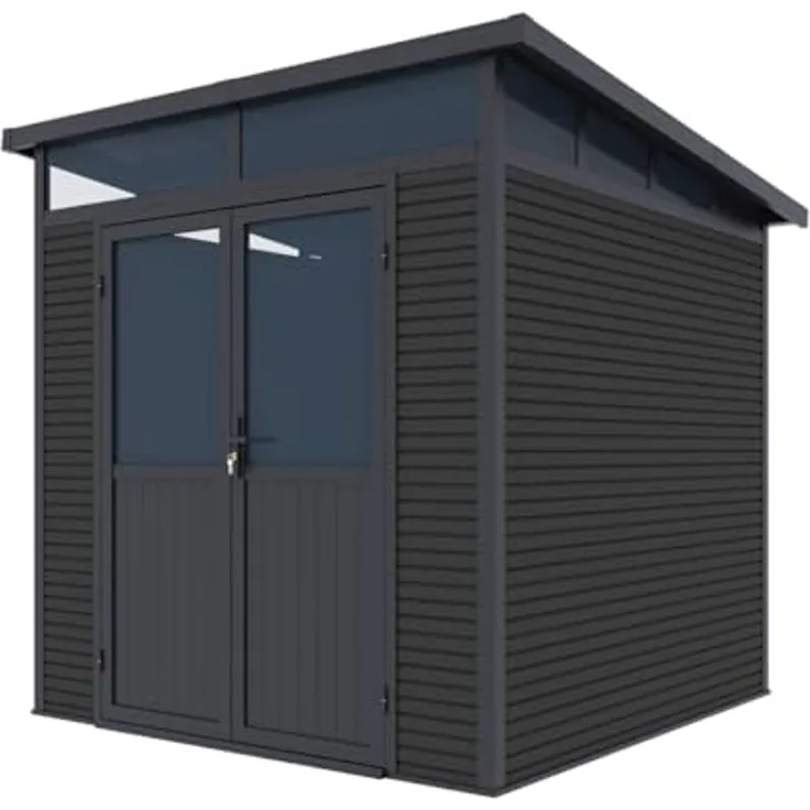 Weide Gartenhaus | Aluminium & WPC | Gerätehaus mit Doppeltür | 218x218x226 cm | Wetterfest in Anthrazit