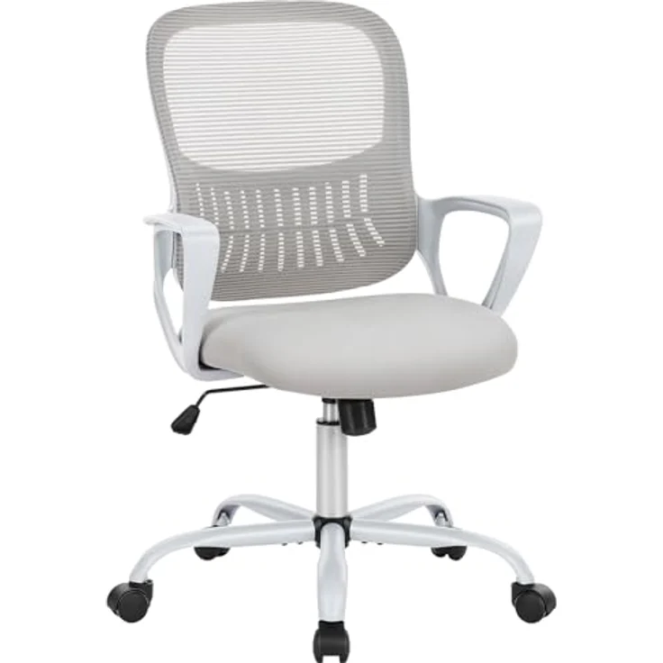 Sweetcrispy Bürostuhl Ergonomisch, Schreibtischstuhl mit Lendenwirbelstütze, Verstellbaren Armlehnen Drehstuhl, Höhenverstellbarer Office Chair, Bürostühle Geeignet für Büro und Schlafzimmer, Grau – Bild 2