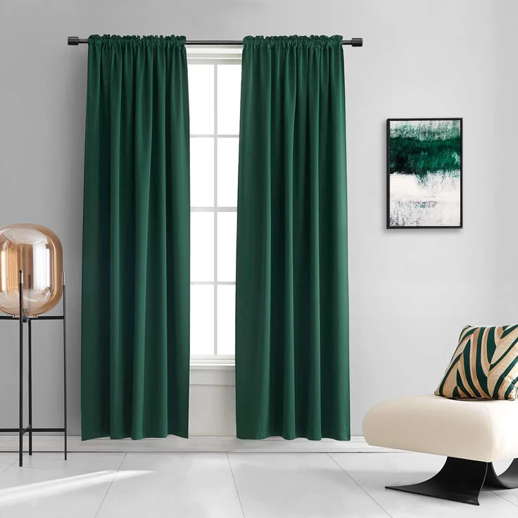 DONREN Verdunkelungsvorhang für Schlafzimmer, wärmeisoliert, Raumverdunkelung, Tunnelzug, für Wohnzimmer, 2 Schals, 106,7x213,4 cm (B x L), Smaragdgrün