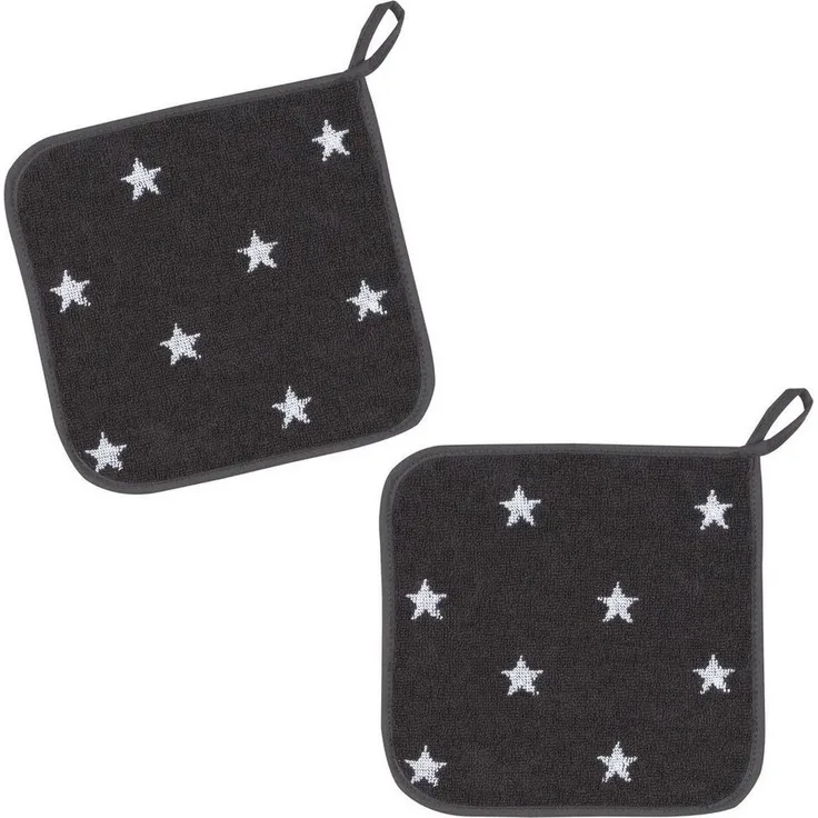 Kracht Topflappen Sternchen, (Set, 2-tlg, 2-teilig), 2er Set Topflappen, Baumwoll Frottier, ca. 22x22 cm
